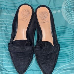 Vince Camuto Black Perforated Mules